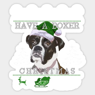 Flashy Brindle Boxer Dog Christmas Sweater Sticker